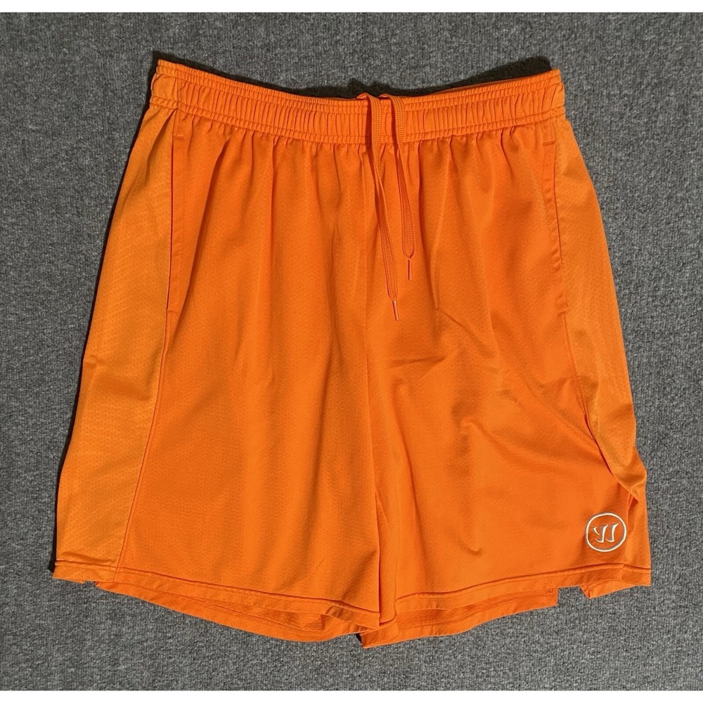 Warrior Men Orange Athletic Basketball Shorts Drawstring Waist Size M